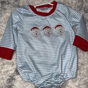 Cozy & Cute Blue Striped Santa Bodysuit